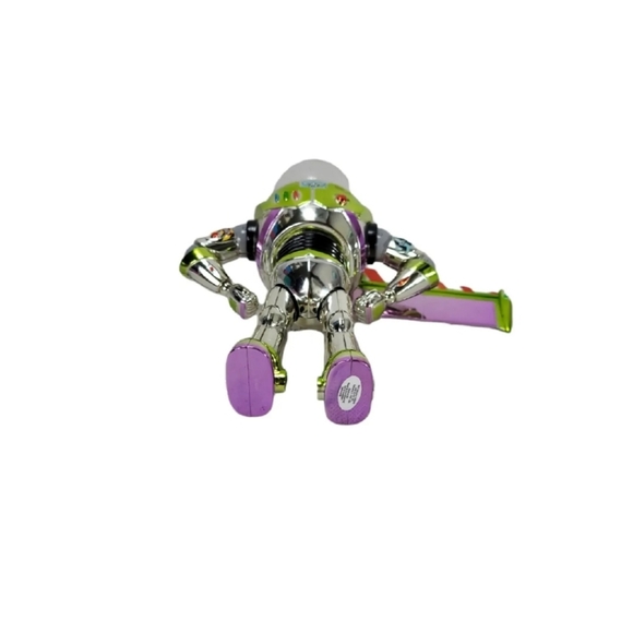 Disney Chrome Silver Intergalactic Buzz Lightyear Figure Missing One Wing Rare - Picture 5 of 6